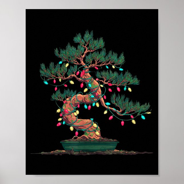Poster Funny Bonsai Tree Christmas Graphics Lights Lover  (Frente)