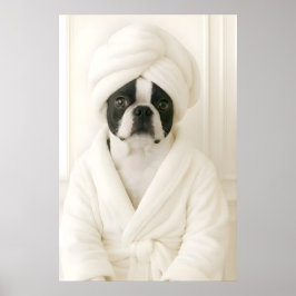 Poster Funny Boston Terrier Bathroom Print, Terrier In