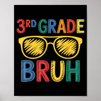 Poster Funny Boys Girls Back to School 3rd Grade Bruh