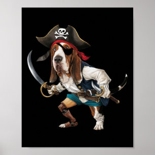 Poster Funny Bysset Hound Pirate Halloween Mens Womens Ki