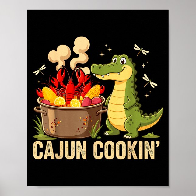 Poster Funny Cajun Louisiana Boil Alligator Crawfish Mard (Frente)