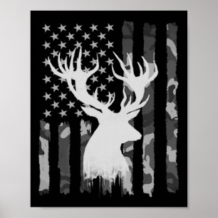Poster Funny Camouflage Usa Flag Whitetail Buck Deer Hunt