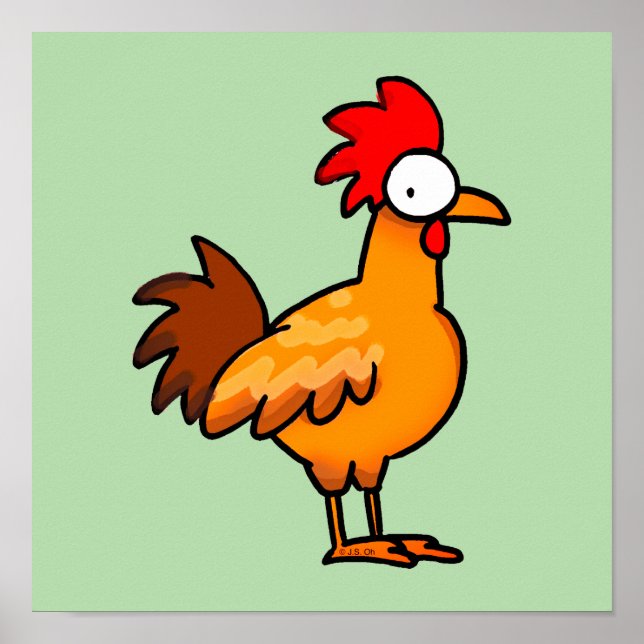 Poster Funny Cartoon Chicken Illustration (Frente)