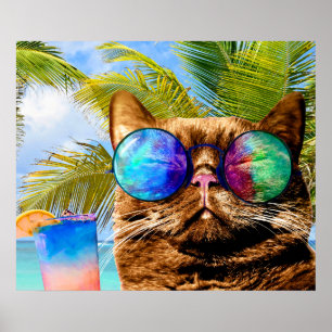 Poster Funny Cat 675 Beach