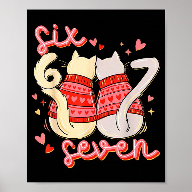 Poster Funny Cat 67 Meme Six Seven Gen Alpha Slang Valent (Frente)