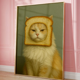 Poster Funny Cat Bread Surreal Aesthetic Wall Art Print