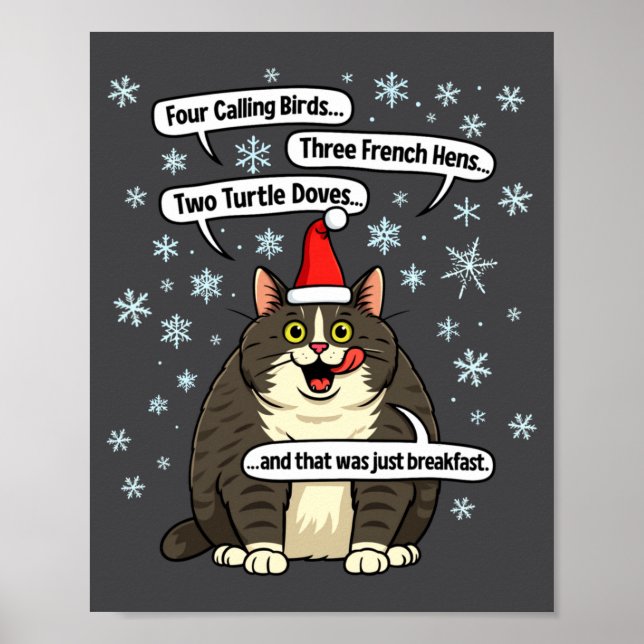 Poster Funny Cat Christmas Carol Meme Merch Santa Hat Kit (Frente)