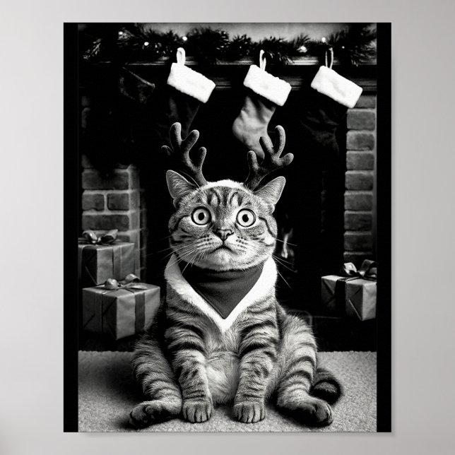 Poster Funny Cat Taking A Selfie Christmas Xmas Pajamas H (Frente)