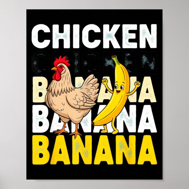 Poster Funny Chicken Banana Dance Meme For Kids &amp; Adu (Frente)