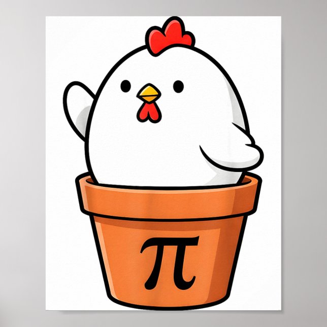 Poster Funny Chicken Pot Pie Happy Pi Day 3.14 Math Teach (Frente)