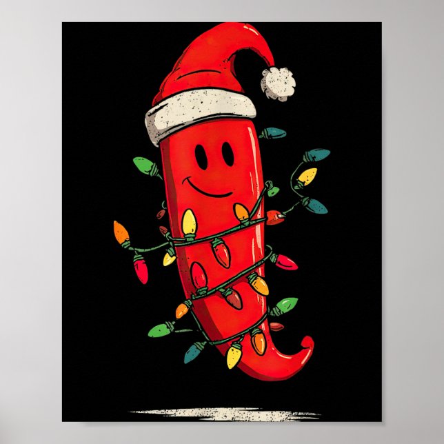 Poster Funny Chili Pepper Christmas Graphics Lights Lover (Frente)