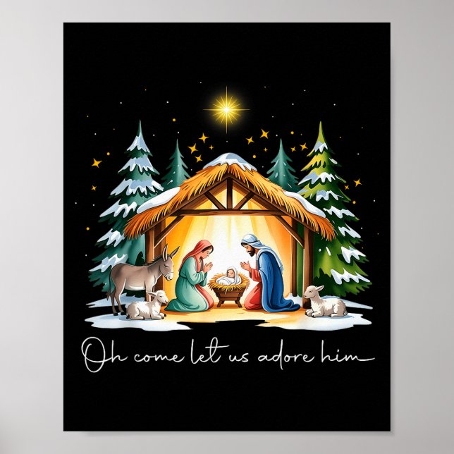 Poster Funny Christian Christmas Jesus Oh Come Let Us Ado (Frente)