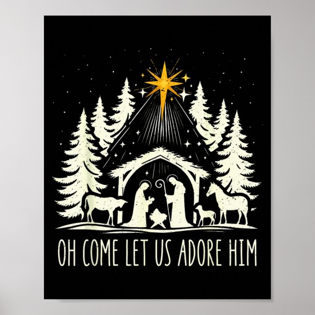 Poster Funny Christian Christmas Jesus Oh Come Let Us Ado (Frente)