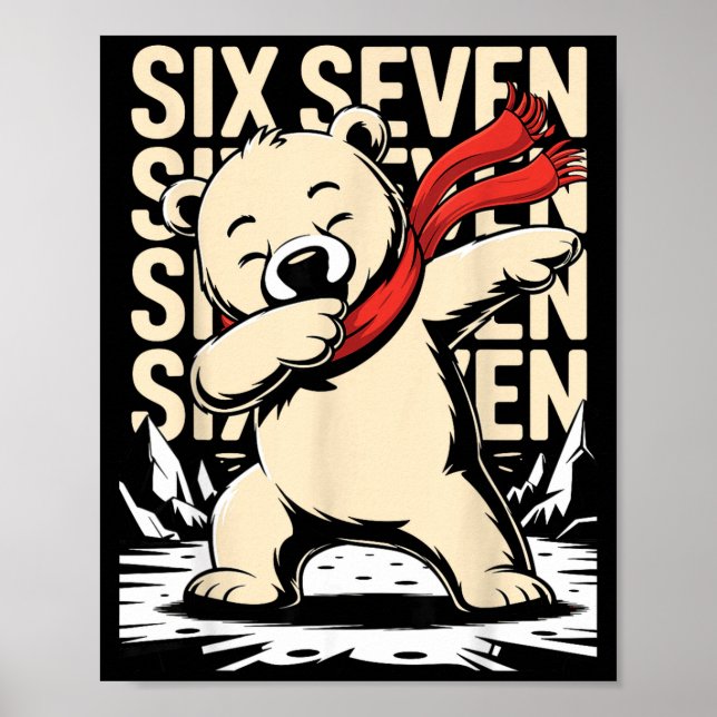 Poster Funny Christmas Bear Dabbing Xmas Dab Six Seven 67 (Frente)