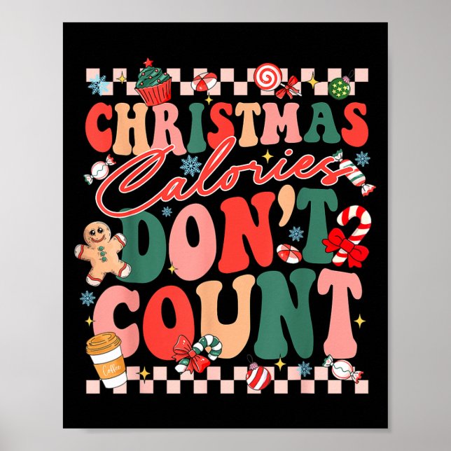 Poster Funny Christmas Calories Don't Count Xmas Cookie  (Frente)