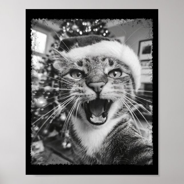 Poster Funny Christmas Cat Selfie  (Frente)