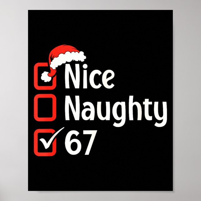 Poster Funny Christmas Checked List Nice Naughty 6 7 Meme (Frente)