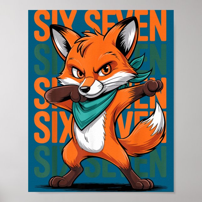 Poster Funny Christmas Cool Fox Dabbing Xmas Dab Six Seve (Frente)