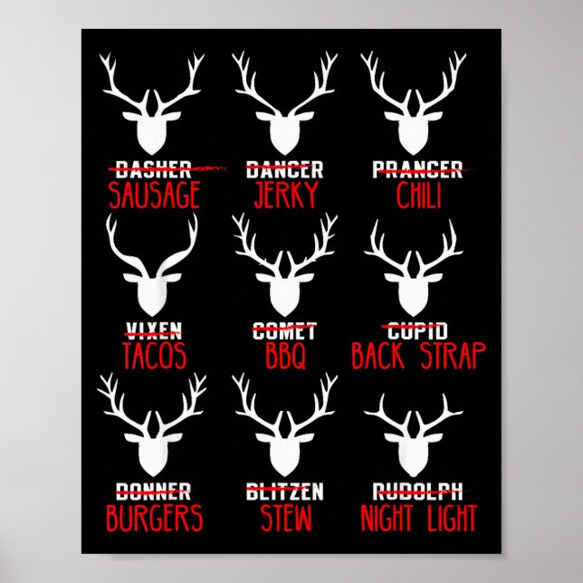 Poster Funny Christmas Deer Hunters All Of Santa's Reinde (Frente)