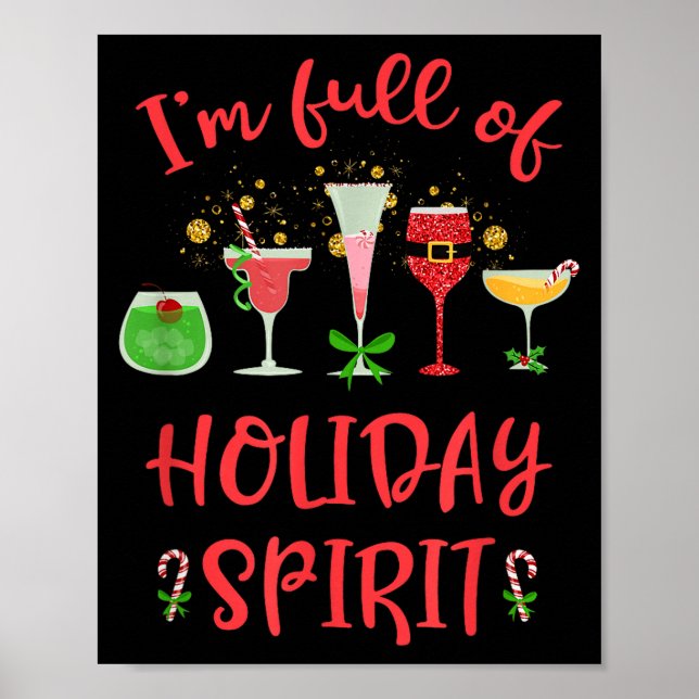 Poster Funny Christmas Drinking I'm Full Of Holiday Srit  (Frente)