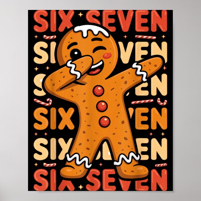 Poster Funny Christmas Gingerbread Cookie Dab Six Seven 6 (Frente)