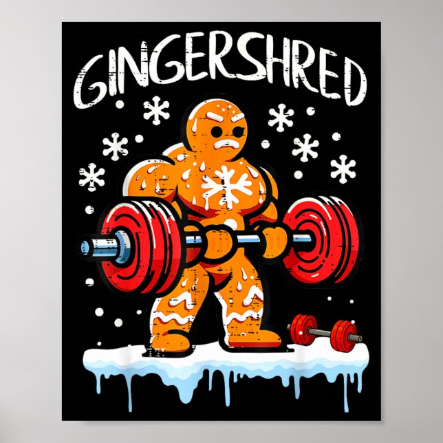 Poster Funny Christmas Gingerbread Gingershred Gym Bodybu (Frente)