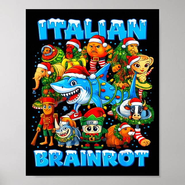 Poster Funny Christmas Italian Brain Rot Italian Brainrot (Frente)
