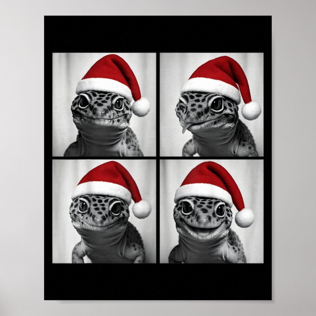 Poster Funny Christmas Leopard Gecko Santa Photo Booth  (Frente)
