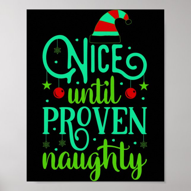 Poster Funny Christmas Nice Until Proven Naughty  (Frente)