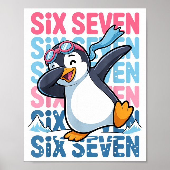 Poster Funny Christmas Penguin Dabbing Xmas Dab Six Seven (Frente)