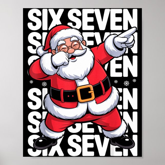 Poster Funny Christmas Santa Dabbing Xmas Dab Six Seven 6 (Frente)