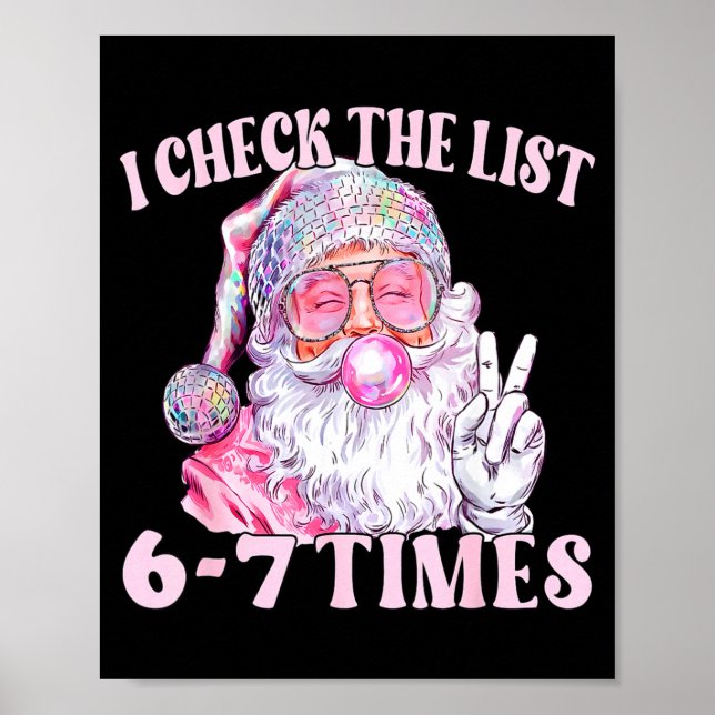 Poster Funny Christmas Six Seven Meme Santa I Check List  (Frente)