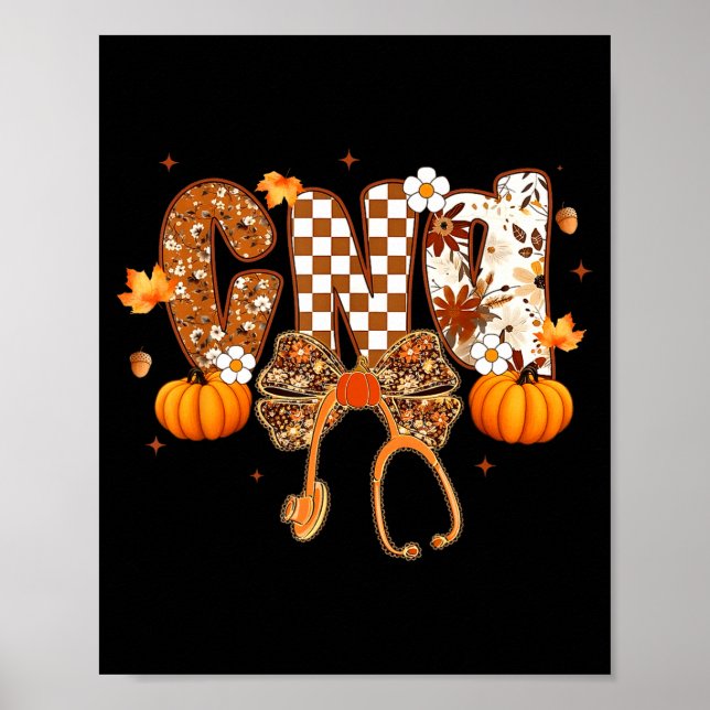 Poster Funny Cna Nurse Coquette Bow Stethoscope Fall Girl (Frente)