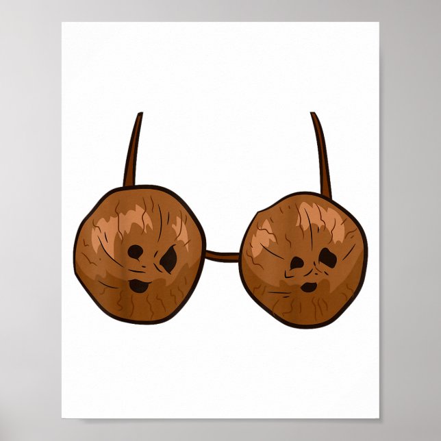 Poster Funny Coconut Summer Coconuts Bra Funny Halloween  (Frente)