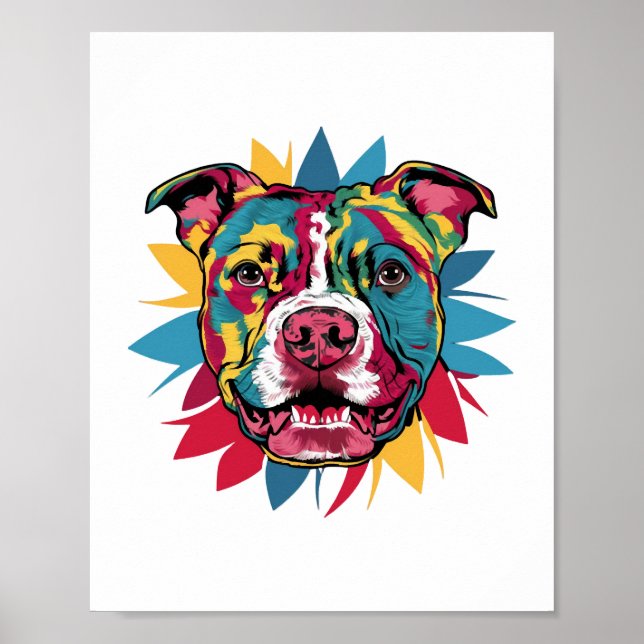 Poster funny colorful dog pitbull (Frente)