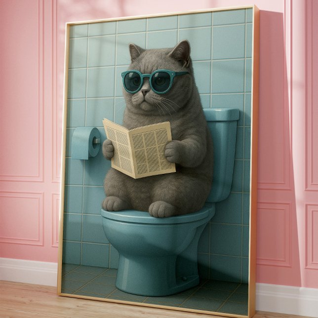 Poster Funny Cool Cat Bathroom Trendy Wall Art  (Criador carregado)