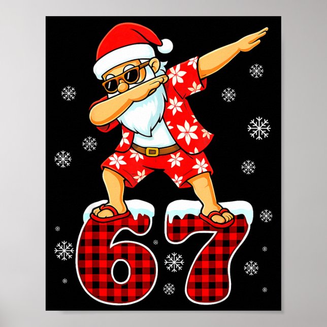 Poster Funny Cool Dabbing Santa Hawaii 67 Meme Christmas  (Frente)