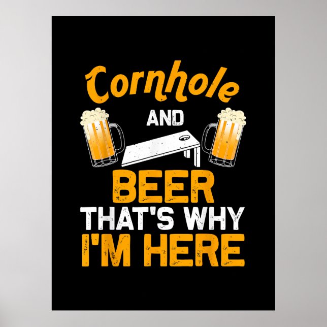 Poster Funny Cornhole Gift For Men Cornhole Player Beer (Frente)