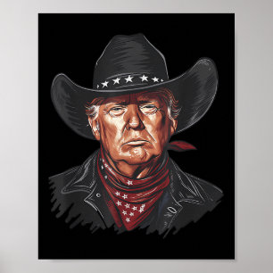 Poster Funny Cowboy Western Donald Trump Us Flag 2024