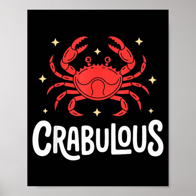 Poster Funny Crab Art For Men Women Kids Crabby Crabbing  (Frente)