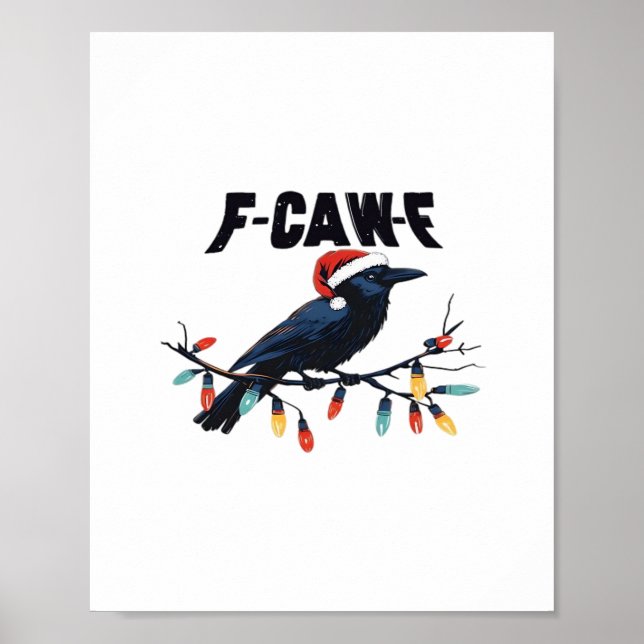 Poster Funny Crow Christmas Classic Retro Design (Frente)