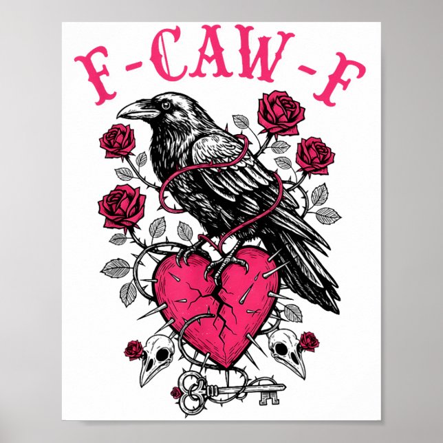 Poster Funny Crow F-caw-f Valentines Day Black Bird Fcawf (Frente)