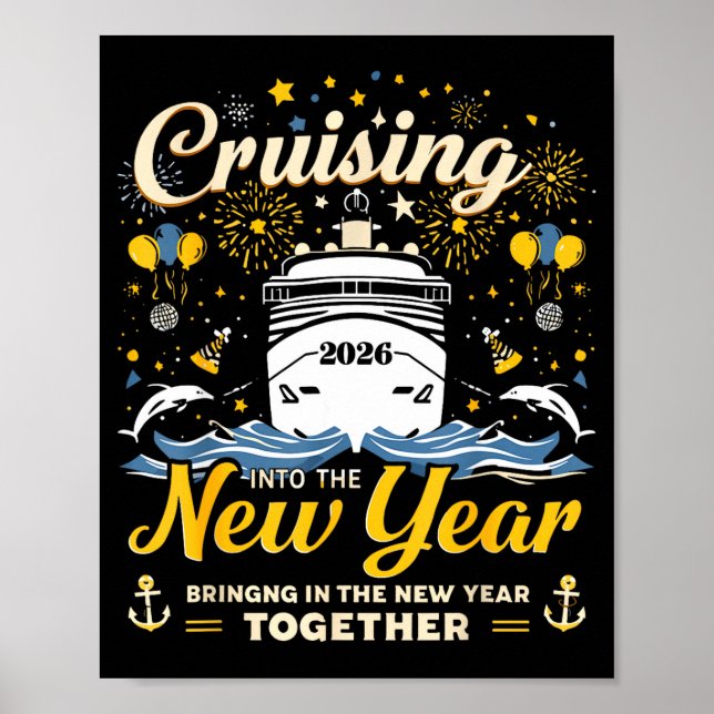 Poster Funny Cruising Into 2026 New Year Matching Family  (Frente)