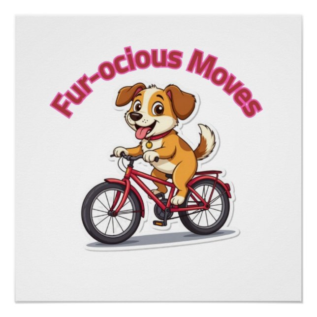 Póster **Funny Cycling Dog – Cute Dog Riding a Bicycle Il (Frente)