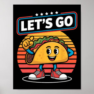 Poster Funny Dabbing Taco Go Trump Chickens Retro S