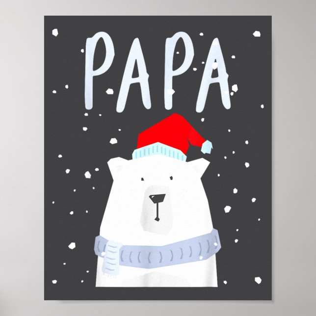Poster Funny Dad Bear Christmas Saint Hat Couples Family  (Frente)