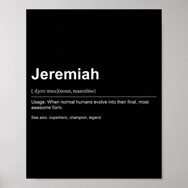 Poster Funny Definition Quote For The Name Jeremiah _  (Frente)