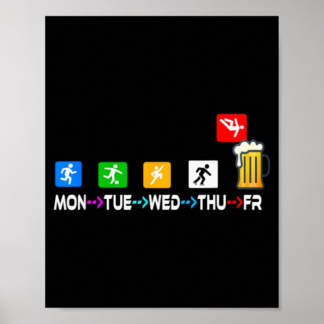 Poster Funny Design Sayings Week Finally Friday Weekender (Frente)