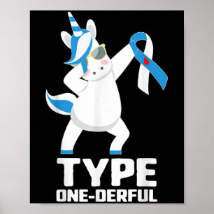 Poster Funny Diabetic Unicorn Type One Maravilhoso Type 1