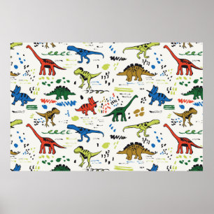 Poster funny dinosaurs graphic color pattern
